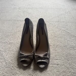 Prada Gray  Heels with Bow Accent
